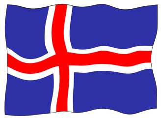 Iceland National Flag Fluttering