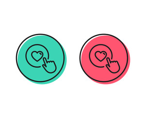 Click like line icon. Love button symbol. Valentines day sign. Positive and negative circle buttons concept. Good or bad symbols. Like button Vector