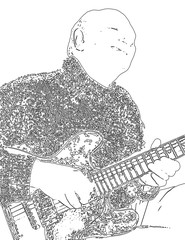 Old Blues Player Line Drawing