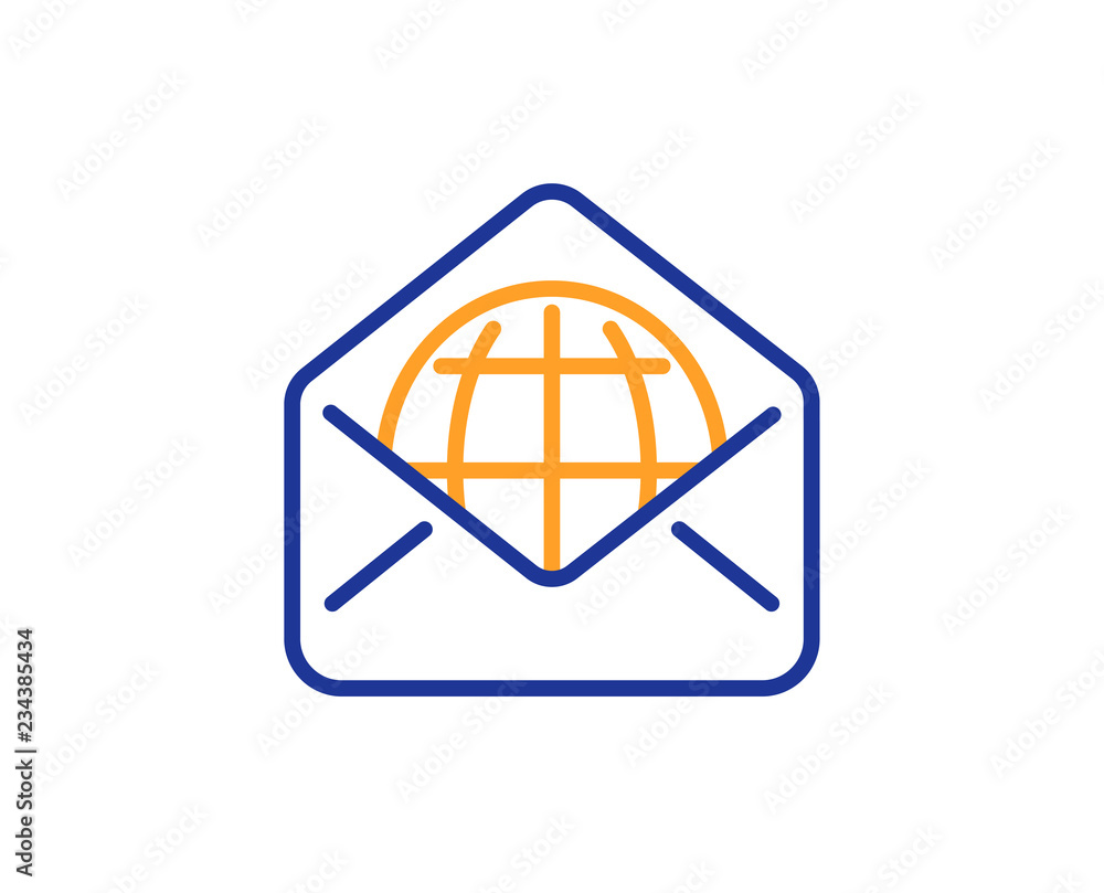 Poster web mail line icon. message correspondence sign. e-mail symbol. colorful outline concept. blue and o