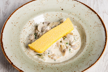 Mushroom stew with polenta