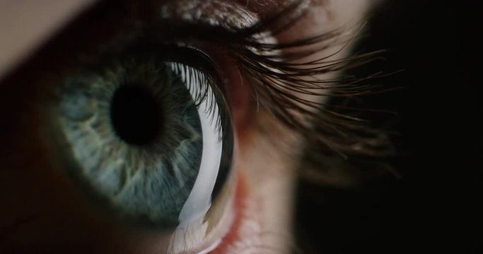 macro beauty human eye light revealing iris contracting close up 