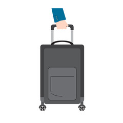 Hand holding a travel suitcase. Vector illustration design