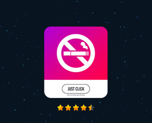 Fototapeta premium No Smoking sign icon. Cigarette symbol. Web or internet icon design. Rating stars. Just click button. Vector