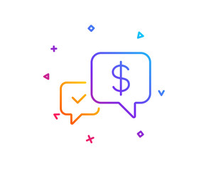 Payment receive line icon. Dollar exchange sign. Finance symbol. Gradient line button. Payment received icon design. Colorful geometric shapes. Vector