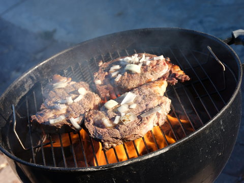 steak ribay roasted on the grill