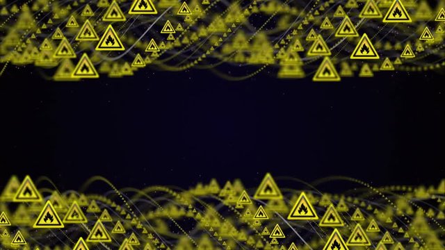 Flame, Flammable Danger Symbols Animation, Rendering, Background, Loop, 4k
