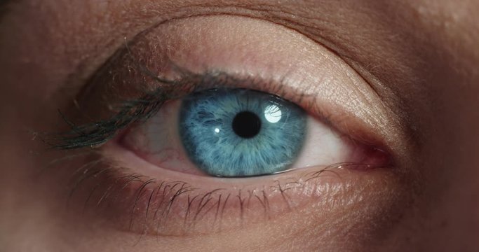 Macro Close Up Blue Eye Blinking Natural Human Beauty Healthy Eyesight Concept