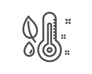 Thermometer line icon. Humidity and leaf sign. Moisture symbol. Quality design flat app element. Editable stroke Thermometer icon. Vector
