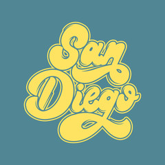 San Diego. Vector handwritten lettering isolated. Template for card, poster, banner, print for t-shirt, label, badge and pin.
