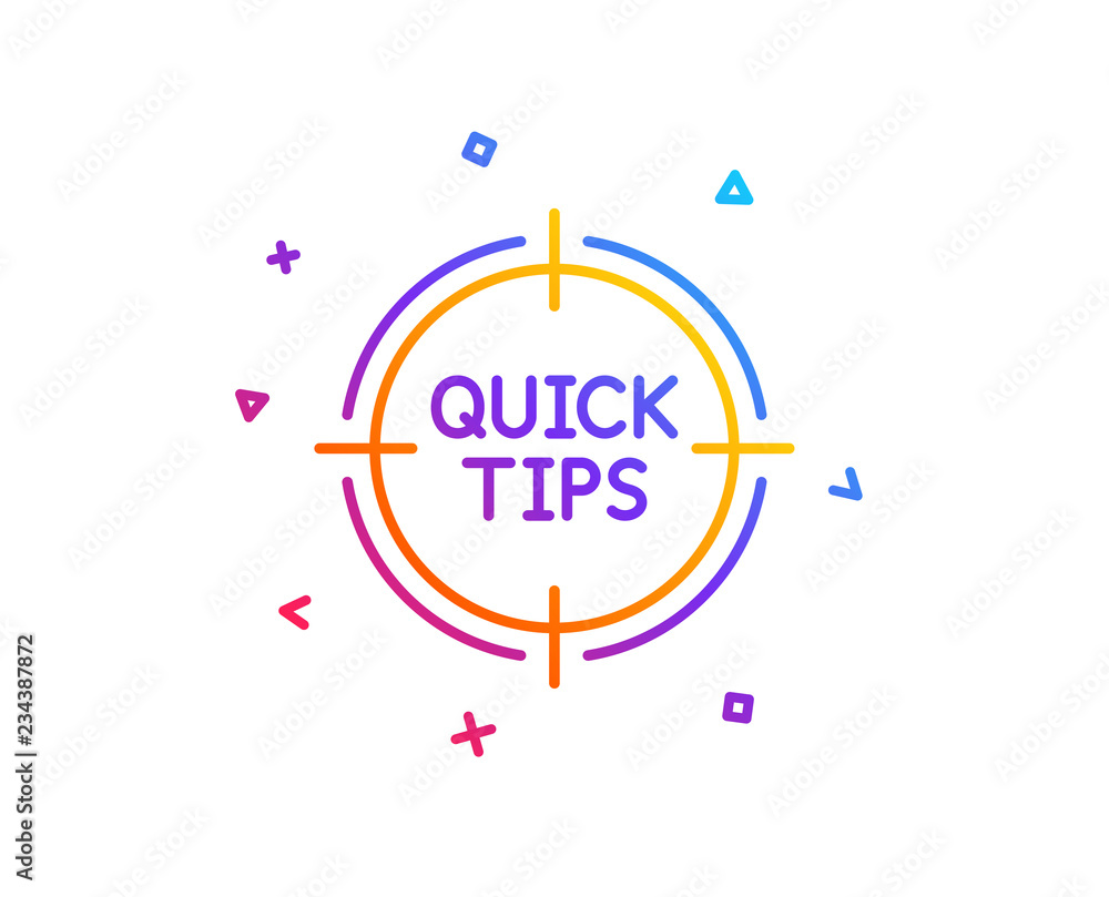 Poster quick tips aim line icon. helpful tricks target sign. gradient line button. tips icon design. colorf