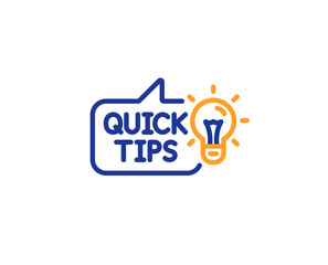 Quick tips line icon. Helpful tricks sign. Tutorials with idea symbol. Colorful outline concept. Blue and orange thin line color icon. Education idea Vector