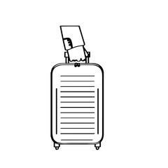 Hand holding a travel suitcase. Vector illustration design