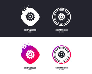 Logotype concept. Saw circular wheel sign icon. Cutting blade symbol. Logo design. Colorful buttons with icons. Vector