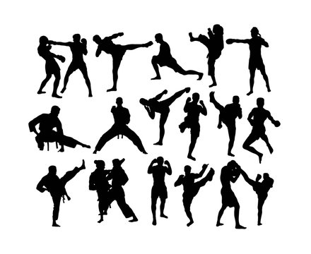 Karate and Martial Art Activity Silhouettes, art vector design