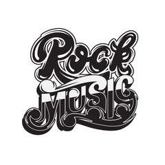 Rock music. Vector handwritten  lettering. Template for card, poster, banner, print for t-shirt, placard, logotype.