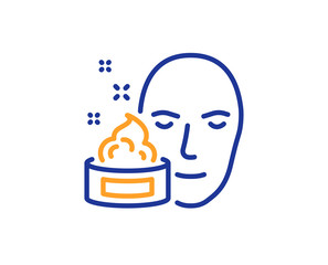 Face cream line icon. Skin care lotion sign. Cosmetics symbol. Colorful outline concept. Blue and orange thin line color icon. Face cream Vector