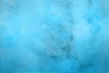 Colorful winter blue ink and watercolor textures on white paper background. Paint leaks and ombre effects. Hand painted abstract image.