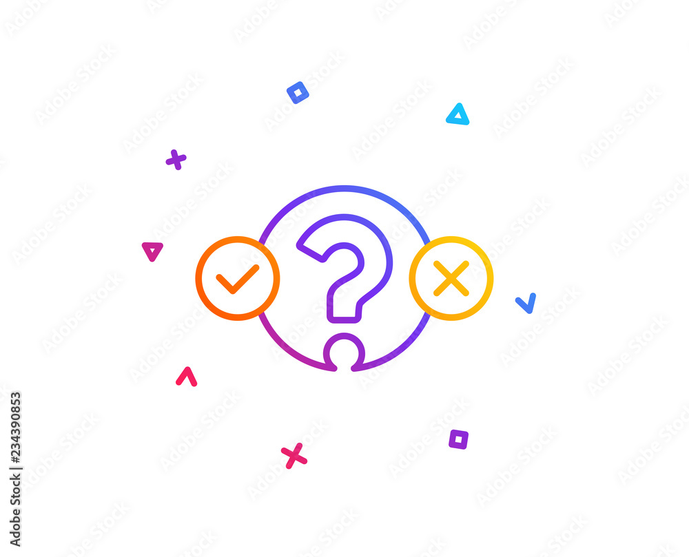 Poster quiz test line icon. select answer sign. business interview symbol. gradient line button. quiz test 