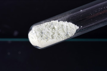 Chemical powder from the chemistry kit with macro lens photographed in studio