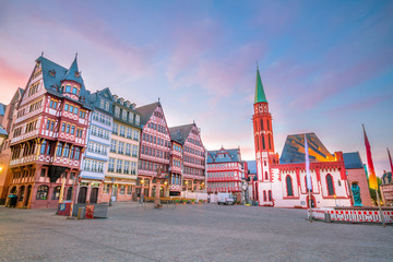 Frankfurt Old town square romerberg at twilight