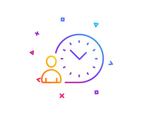 Time management line icon. Clock sign. Gradient line button. Time management icon design. Colorful geometric shapes. Vector