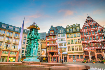 Fototapeta na wymiar Frankfurt Old town square romerberg at twilight