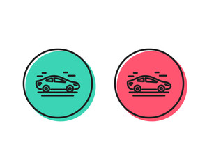 Car transport line icon. Transportation vehicle sign. Driving symbol. Positive and negative circle buttons concept. Good or bad symbols. Car Vector