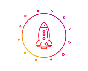 Rocket line icon. Spaceship transport sign. Aircraft symbol. Gradient pattern line button. Rocket icon design. Geometric shapes. Vector