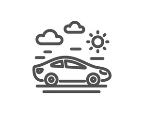 Car travel line icon. Trip transport sign. Holidays vehicle symbol. Quality design flat app element. Editable stroke Car travel icon. Vector