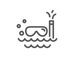 Travel scuba diving line icon. Trip swimming sign. Holidays symbol. Quality design flat app element. Editable stroke Scuba diving icon. Vector