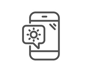 Weather phone line icon. Travel device sign. Holidays symbol. Quality design flat app element. Editable stroke Weather phone icon. Vector