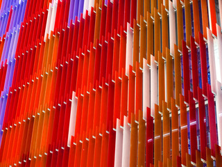 acrylic plastic sheet interior five level a few white and color orange purple red