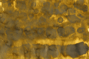Gold luxury ink and watercolor textures on white paper background. Paint leaks and ombre effects. Hand painted abstract image. © artistmef