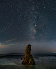 Milky Way over Pacific Ocean seen from El Matador Beach near Malibu