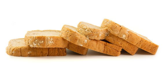 fresh bread on white background.