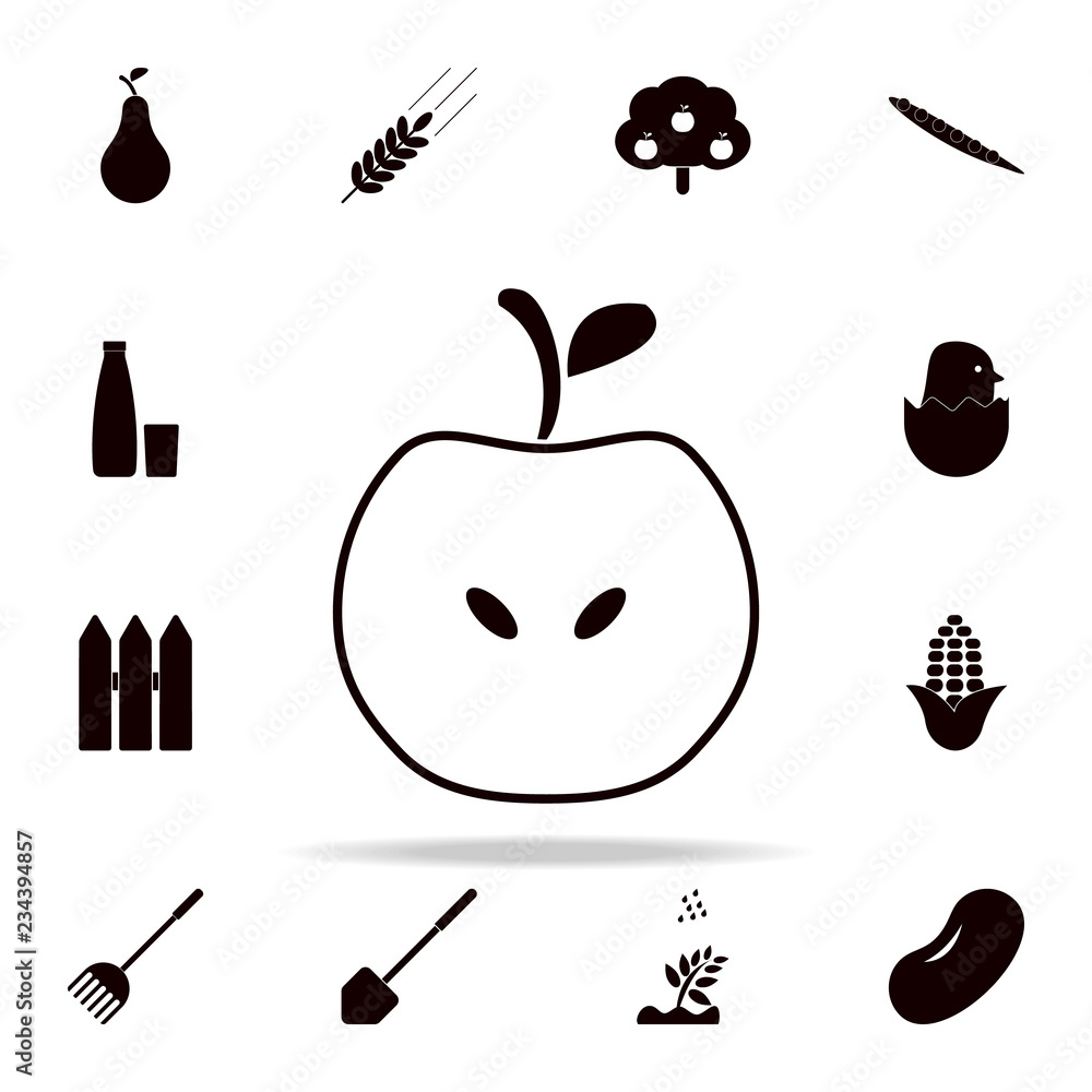 Poster sliced ??apple icon. farm icons universal set for web and mobile