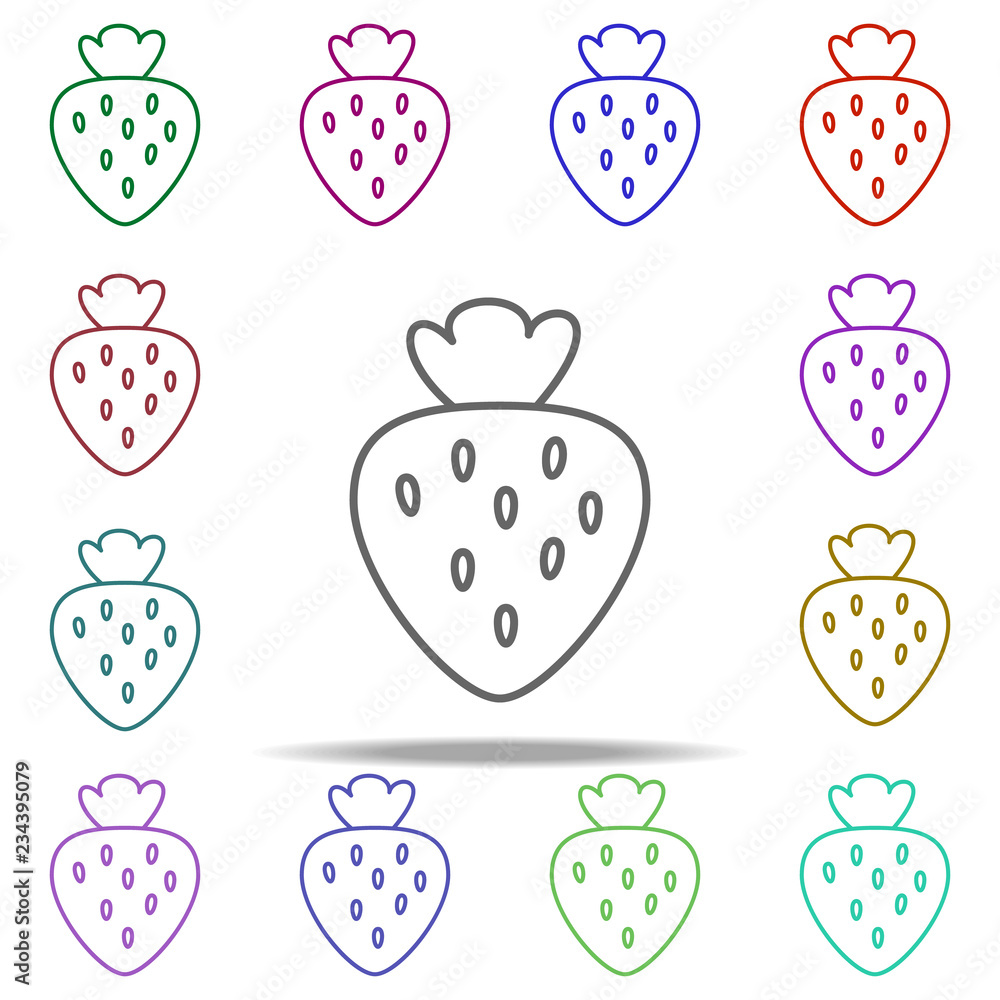 Poster strawberry line icon. elements of fruit in multi color style icons. simple icon for websites, web de