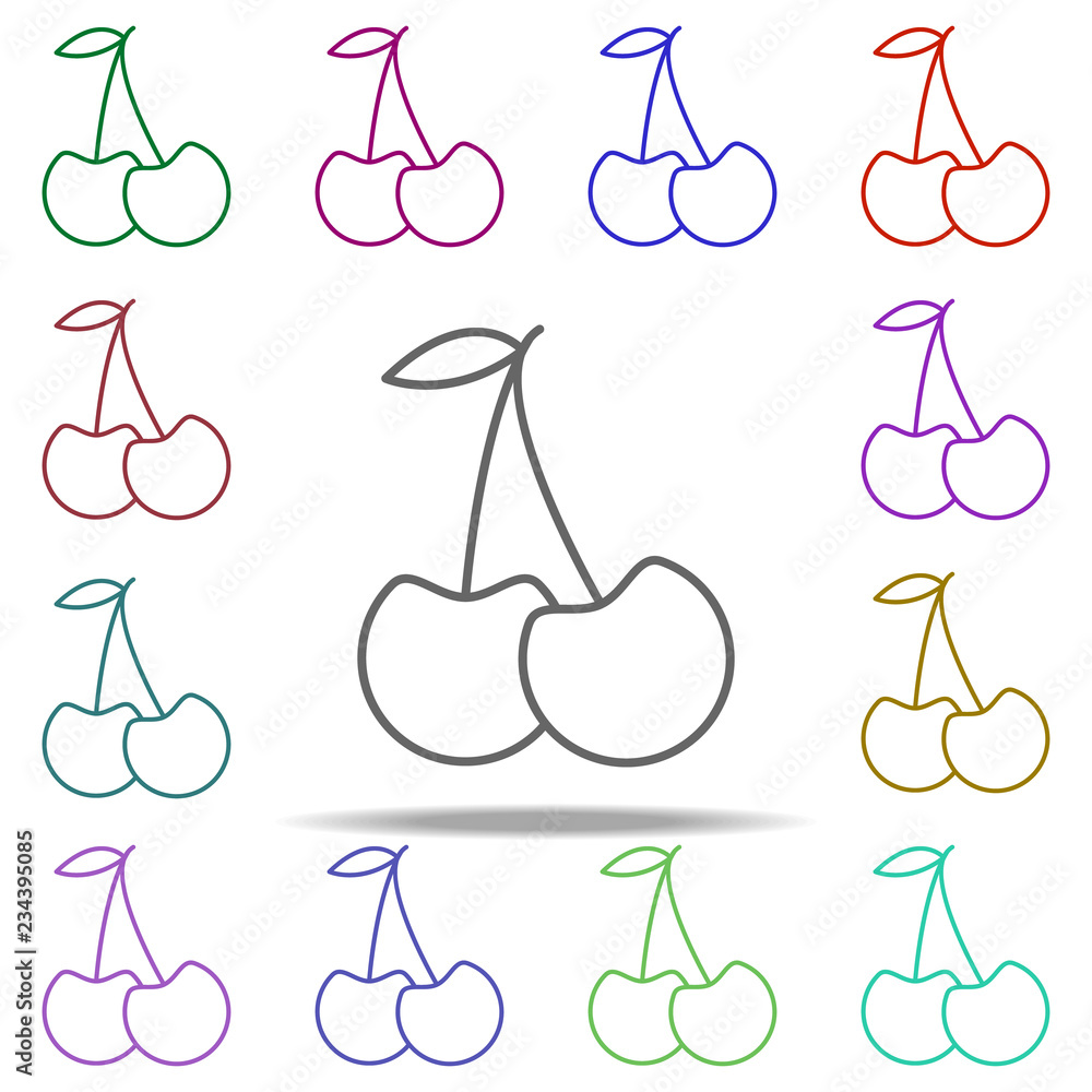Poster cherry line icon. elements of fruit in multi color style icons. simple icon for websites, web design