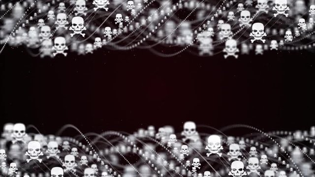 Skulls, Danger Concept Symbols, Skeleton Animation, Background, Rendering, Loop, 4k
