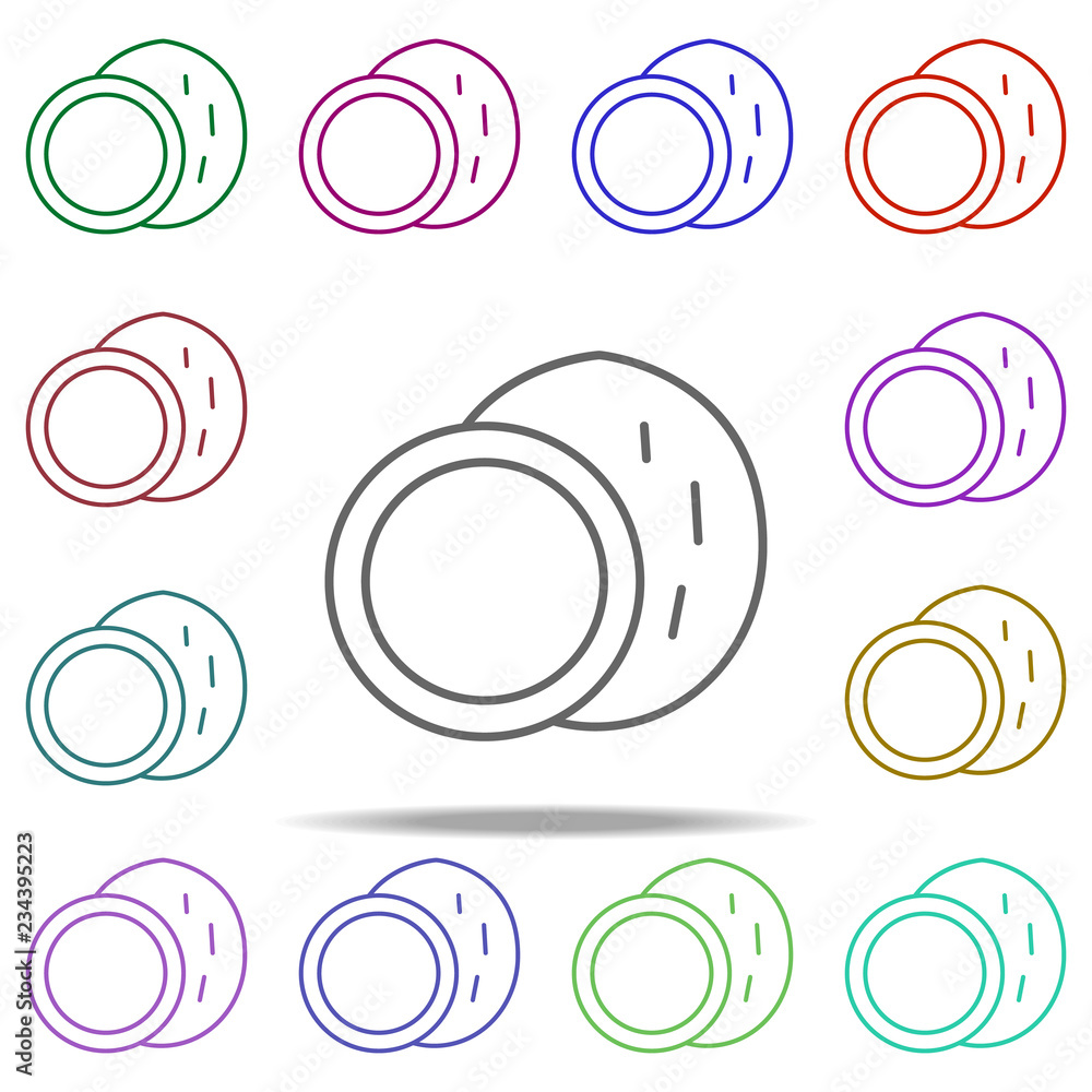 Poster coconut line icon. elements of fruit in multi color style icons. simple icon for websites, web desig