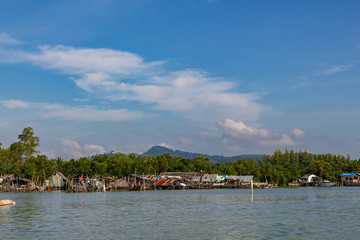 Fototapeta na wymiar simple fishing village life on the islands of Phang Nga Bay near Phuket, Thailand