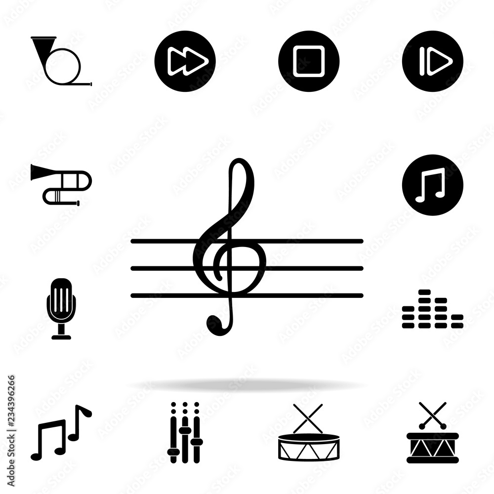 Poster musical note in a circle icon. music icons universal set for web and mobile