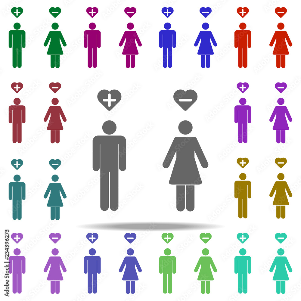 Poster one-sided love icon. elements of people in love in multi color style icons. simple icon for websites