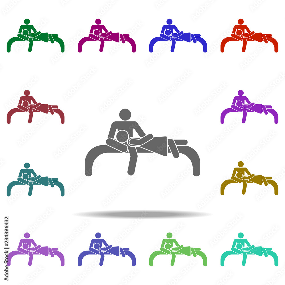 Poster lovers on the bench icon. elements of people in love in multi color style icons. simple icon for web