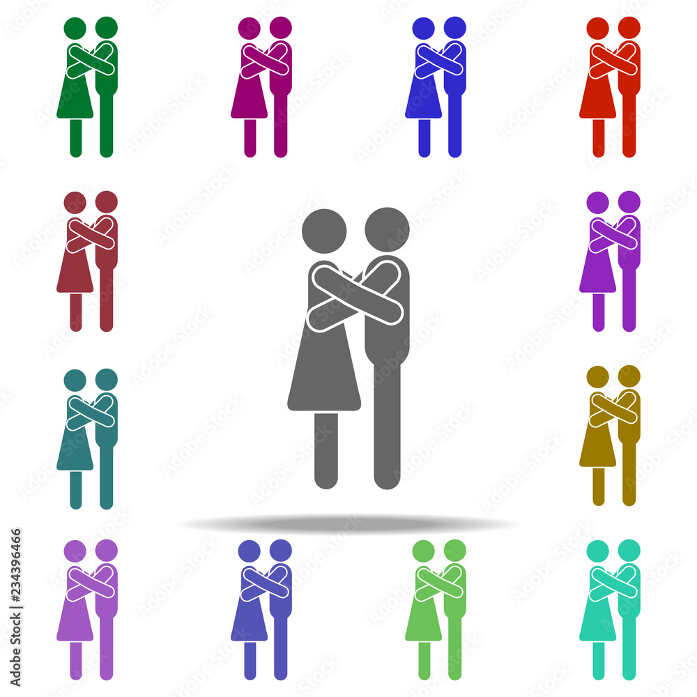 Poster hugging couple icon. elements of people in love in multi color style icons. simple icon for websites