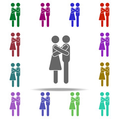 Fototapeta premium hugging couple icon. Elements of People in love in multi color style icons. Simple icon for websites, web design, mobile app, info graphics