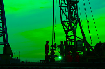 The oil workers in the job
