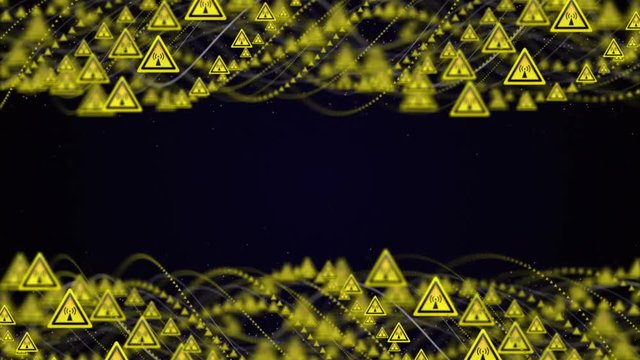 Non-ionizing Radiation Danger Symbols Animation, Rendering, Background, Loop, 4k
