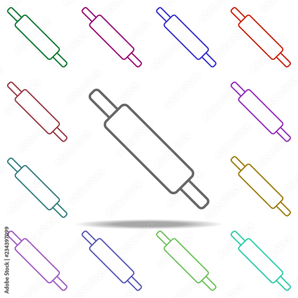 Poster rolling pin outline icon. elements of restaurant in multi color style icons. simple icon for website